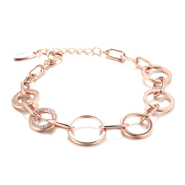 Rose gold chain bracelet on a white background