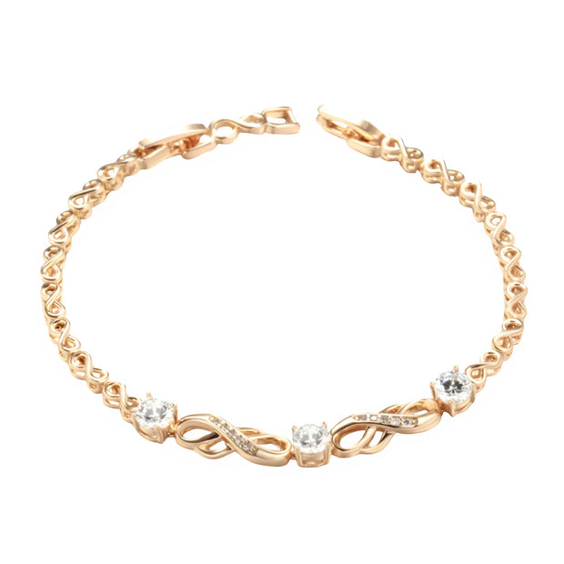 Rose Gold Sparkle Link Bracelet featuring cubic zirconia accents in an elegant infinity design.
