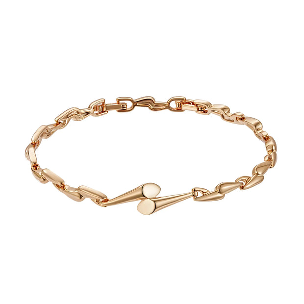 Rose gold bracelet on a white background